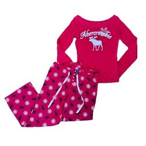 Y2K Abercrombie Holiday Moose Pj Set Womens Small EUC 2000s Vintage GRAIL
